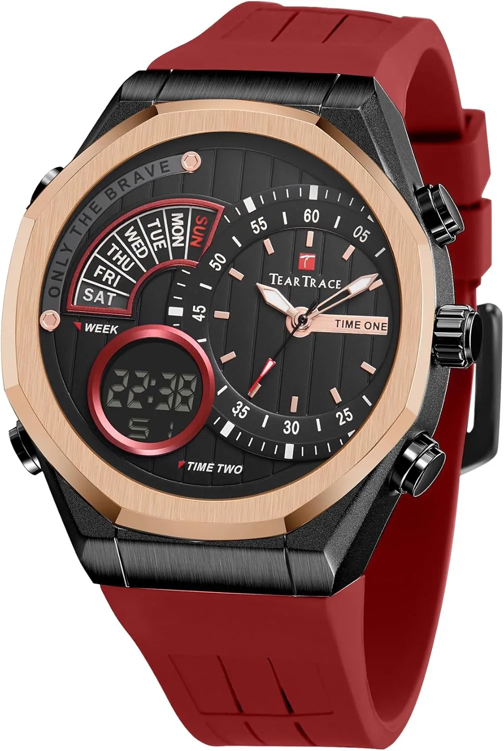 Men's Watch Analog-Digital Chronograph Waterproof Sport Watch Calendar Date Luminous Alarm Casual Work Hiking Running Wrist Watch with Second Hand and Silicone Strap