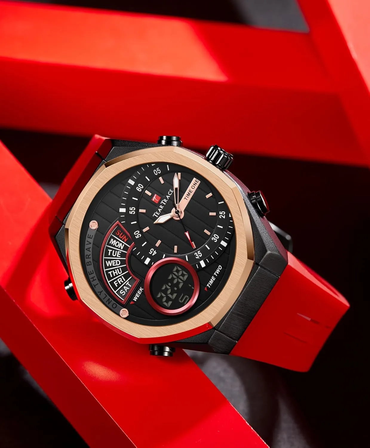 Men's Watch Analog-Digital Chronograph Waterproof Sport Watch Calendar Date Luminous Alarm Casual Work Hiking Running Wrist Watch with Second Hand and Silicone Strap