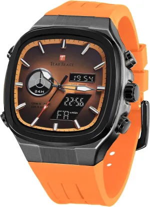 Men’s Watches Analog Digital Quartz Waterproof Sport Watches for Men Chronograph Alarm Multifunctional Wrist Watch with Silicone Strap