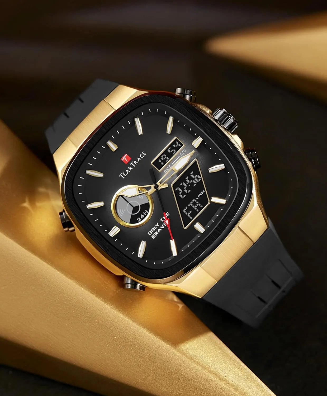 Men’s Watches Analog Digital Quartz Waterproof Sport Watches for Men Chronograph Alarm Multifunctional Wrist Watch with Silicone Strap