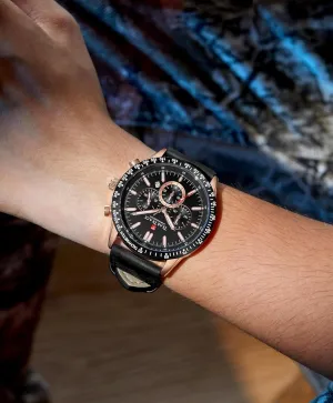 Mens Watches Analog Quartz Movement Big Face Waterproof Chronograph Wrist Watch Sport Work Classical Fashion Watches for Men with Leather Strap