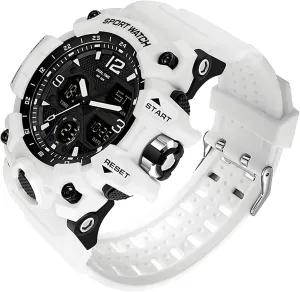 Men's Watches Military Rugged Wristwatch for Running with Dual Dial Time Analog Digital Display Alarm Stopwatch for Men