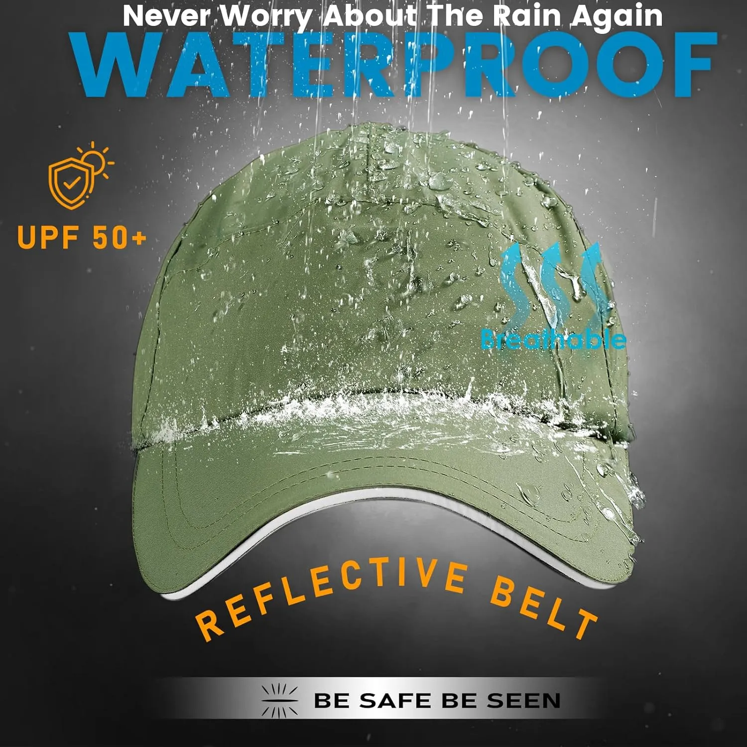 Mens Waterproof Golf Baseball Cap Windproof Breathable UPF50  Outdoor Caps for Women Sport Adjustable Rain Hat