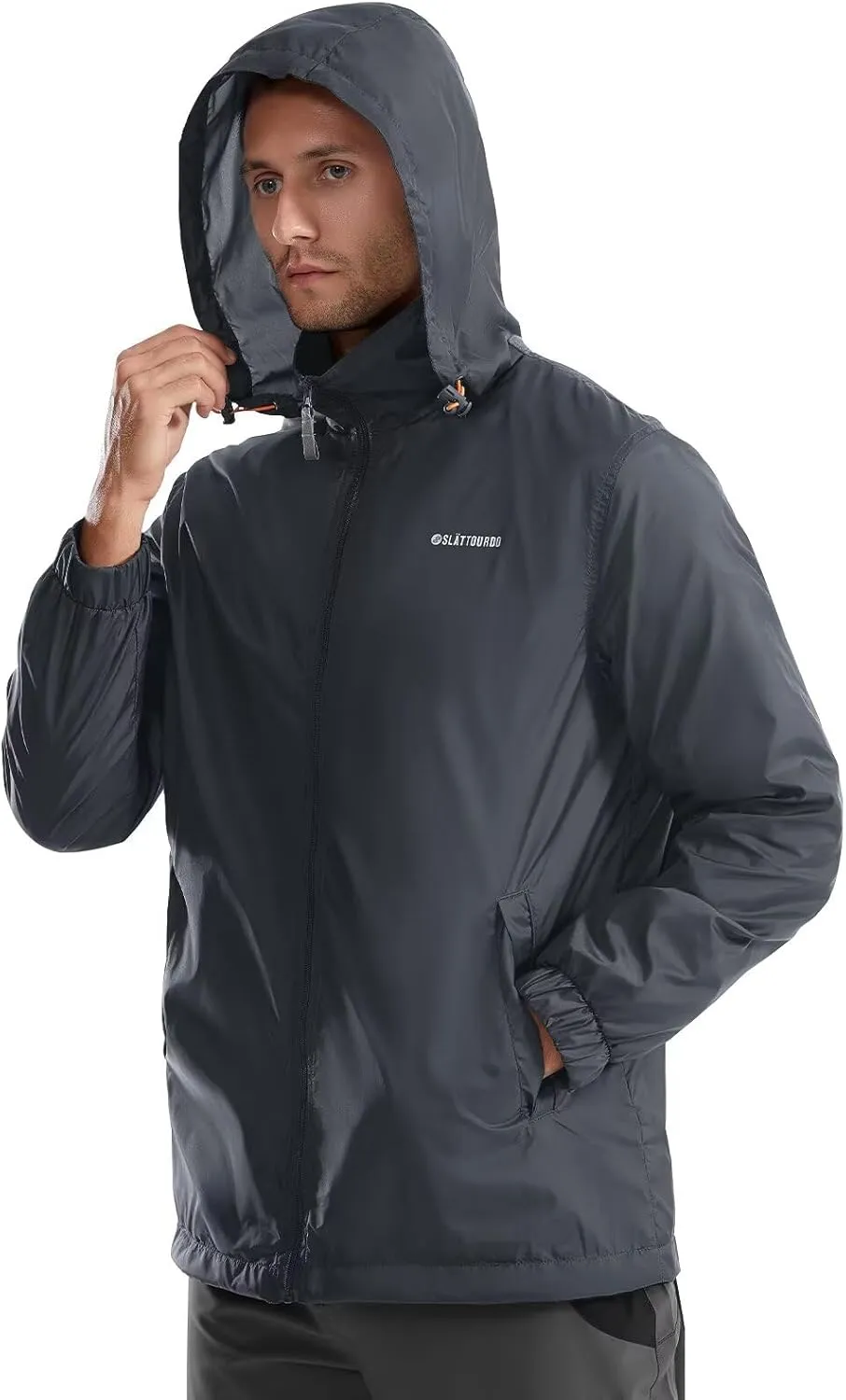 Mens Waterproof Jacket Outdoor Lightweight Hooded Windbreaker Travel Hiking Windproof Raincoat