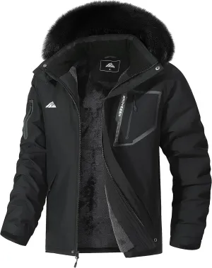 Men's Waterproof Ski Jacket Warm Winter Snow Coat Mountain Windbreaker Fur Hooded Snowboarding Jakcet Parka