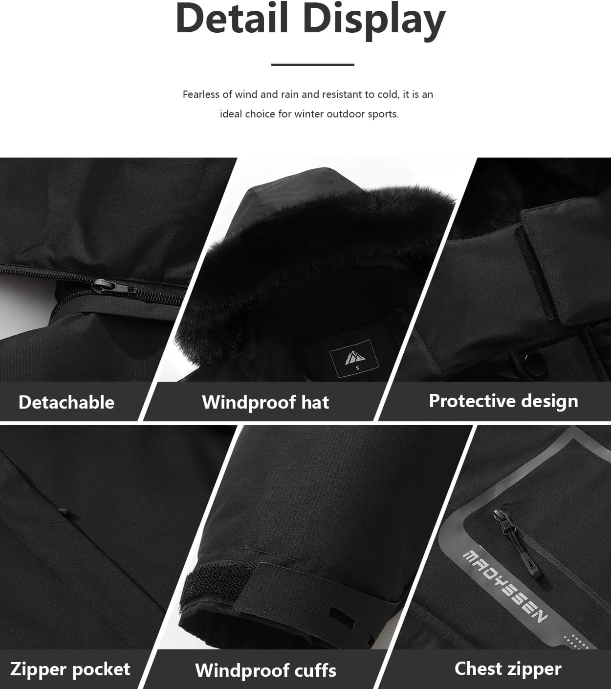 Men's Waterproof Ski Jacket Warm Winter Snow Coat Mountain Windbreaker Fur Hooded Snowboarding Jakcet Parka