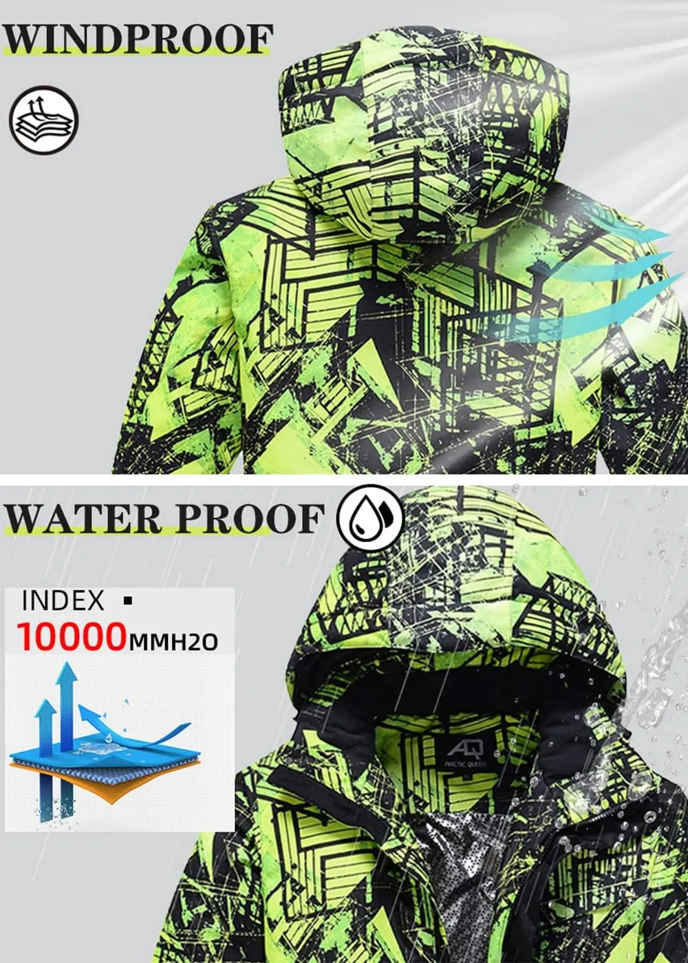 Mens Winter Ski Suit Two Piece Snow Suit Waterproof Ski Jacket and Pants Set Outdoor Snowboard Jacket