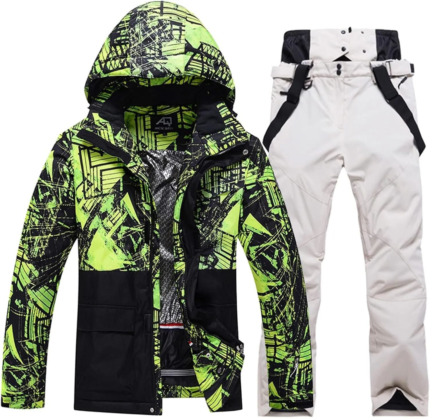 Mens Winter Ski Suit Two Piece Snow Suit Waterproof Ski Jacket and Pants Set Outdoor Snowboard Jacket