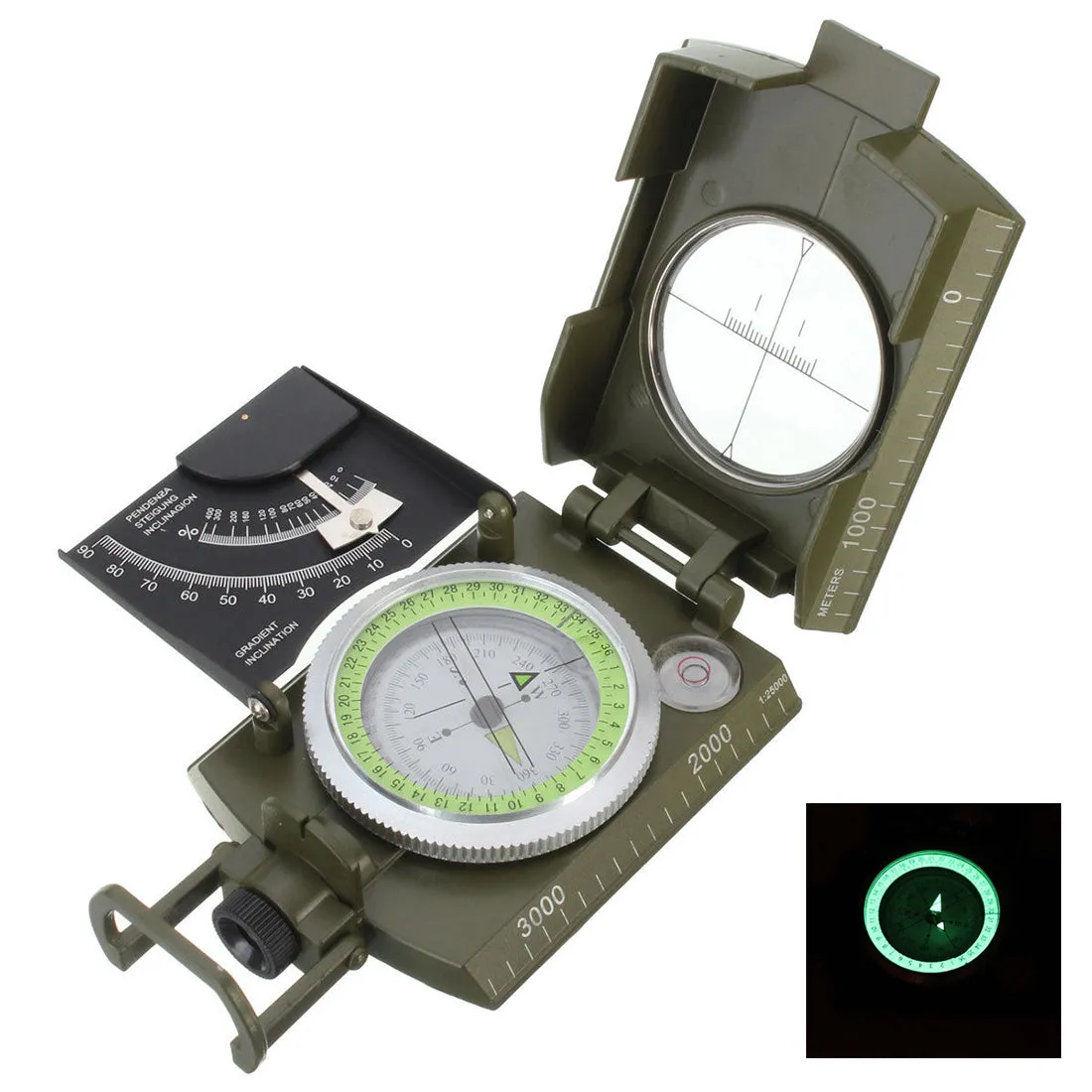 Metal Sighting Compass Clinometer Camping