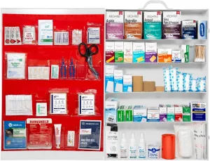 MFASCO 5-Shelf First Aid Kit - 2021 OSHA Compliant Class B, Wall Mount First Aid Cabinet for Businesses & Industrial - Ideal for Office Use - Deluxe Metal First Aid Box, Commercial First Aid Kit