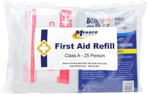 MFASCO First Aid Kits Refill Pack for ANSI Z308.1-2021 Class A OSHA Kit Compliant - User-Friendly Sectioned Bag for Easy Access - Emergency Kit Refill - Fits Medium Kits