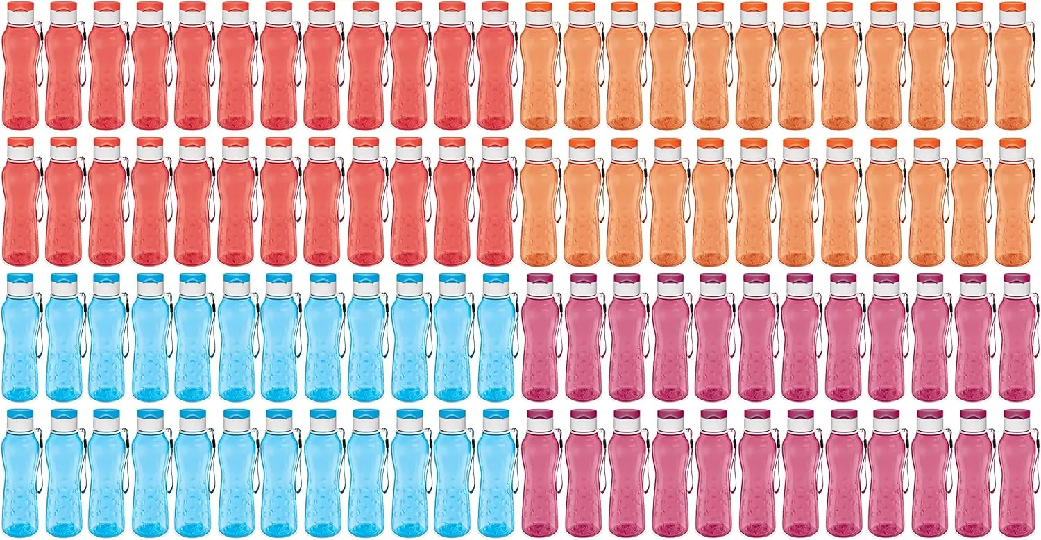 MILTON Sports Water Bottle Kids Reusable Leakproof 25 Oz 96-Pack Plastic Wide Mouth Large Big Drink Bottle BPA & Leak Free with Handle Strap Carrier for Cycling Camping Hiking Gym Yoga Fitness