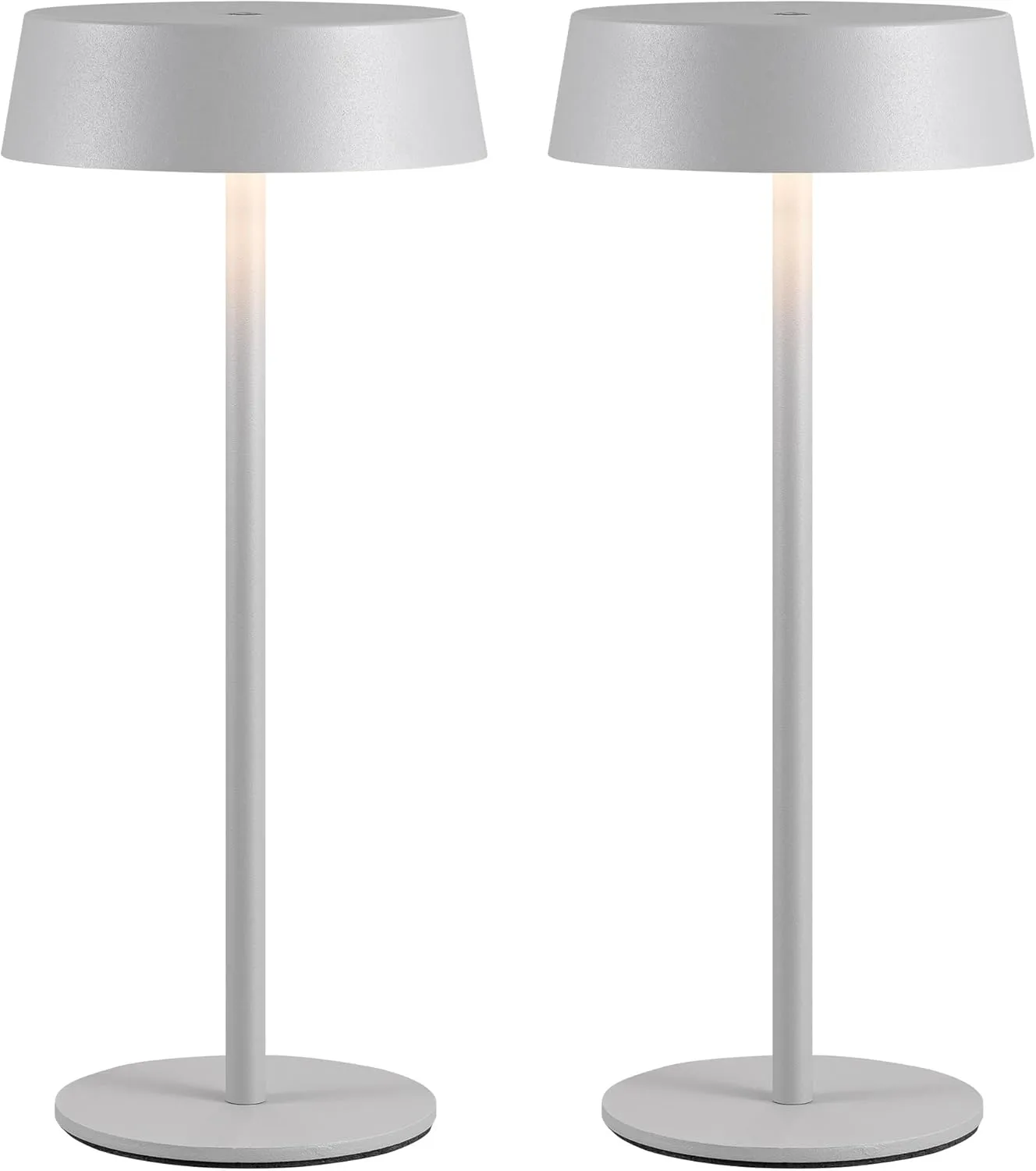 Modern Cordless Table Lamp Set of 2, Portable LED Desk Lamps, Rechargeable 5000mAh Battery Operated, Dimming Night Light for Bedroom, Dining Room, Bar, Outdoor, Waterproof (Grey)