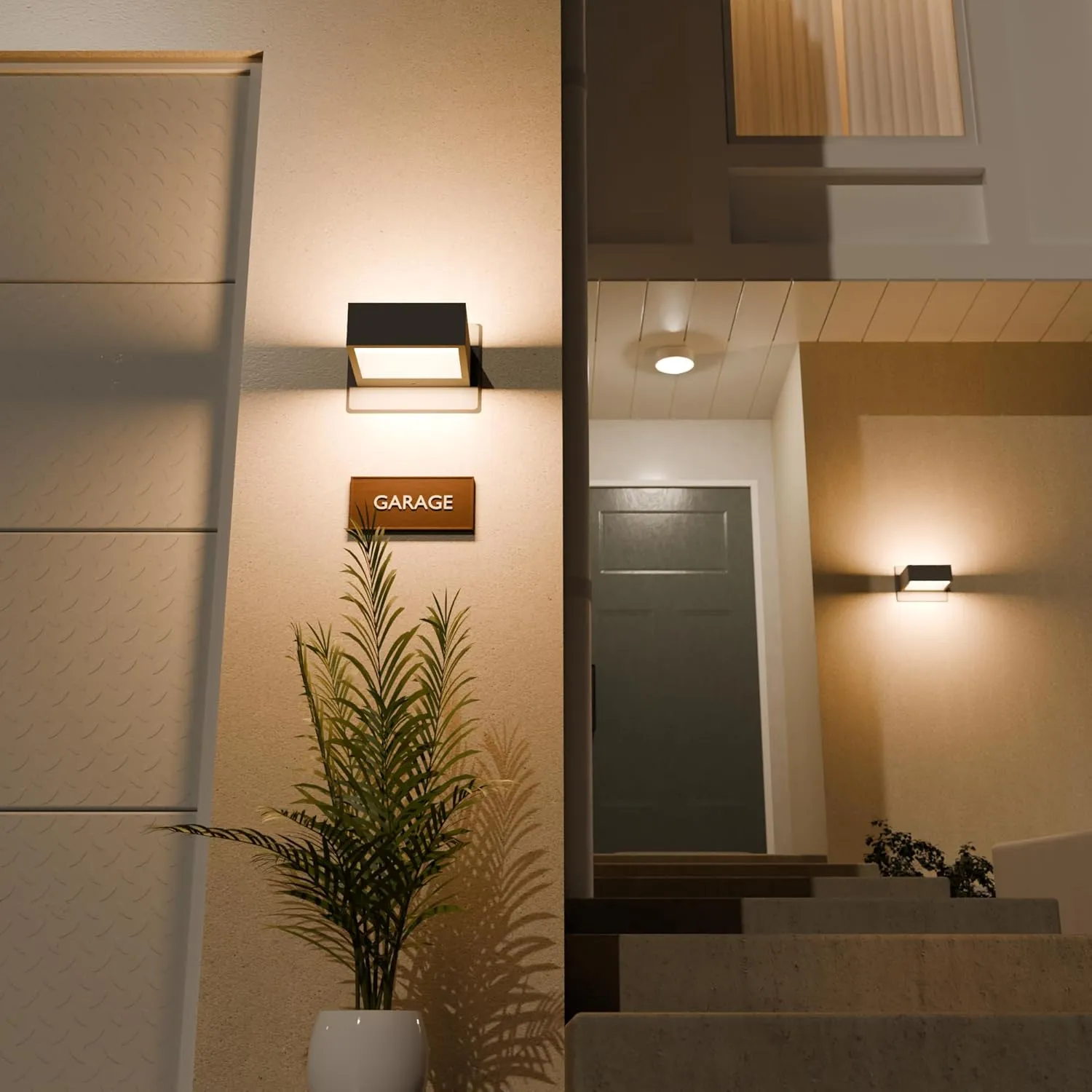 Modern Outdoor Wall Light LED Up Down Wall Mount Lights Modern Exterior Light Fixture Porch Front Door Garden Yard Patio Waterproof Aluminum Cool Black 3000K 7.5W