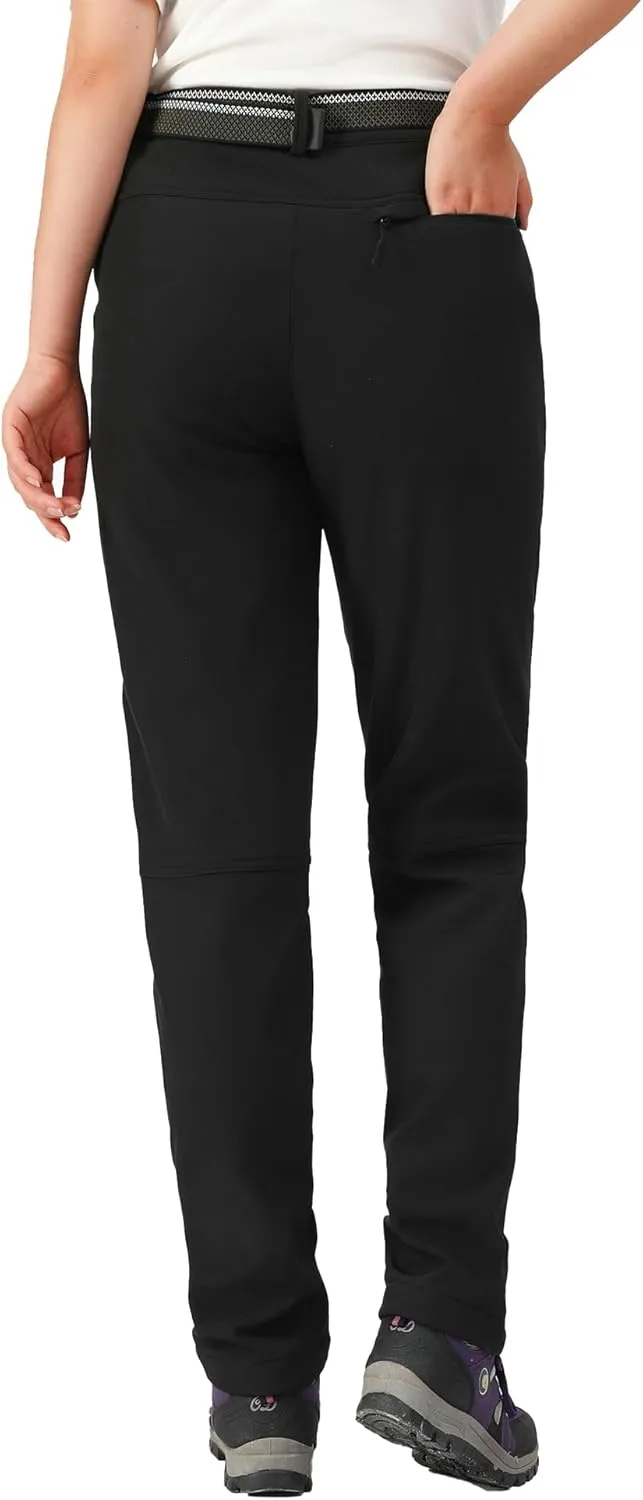 MOERDENG Women's Insulated Snow Ski Pants Waterproof Hiking Pants Fleece Lined Winter Warm Softshell Pants
