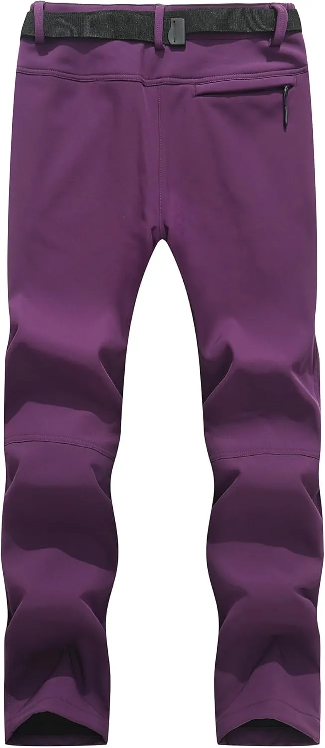 MOERDENG Women's Insulated Snow Ski Pants Waterproof Softshell Pants Fleece Lined Winter Warm Hiking Pants
