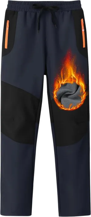 MoFiz Kids Waterproof Snow Ski Pants Kids Winter Warm Fleece Snowboard Pants Girls Elastic Waist Outdoor Hiking Pants