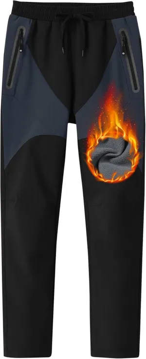 MoFiz Kids Waterproof Snow Ski Pants Kids Winter Warm Fleece Snowboard Pants Girls Elastic Waist Outdoor Hiking Pants