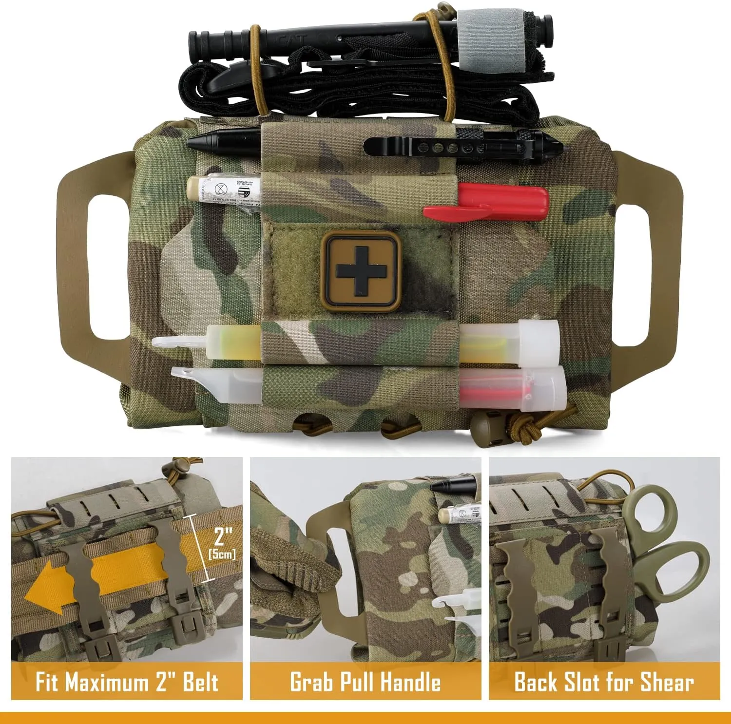 Molle Medical IFAK First Aid Pouch Empty for Duty Belt Micro Mini EMT Pouch Trauma Kit Med Roll Carrier Hypalon Handle Two-Piece System