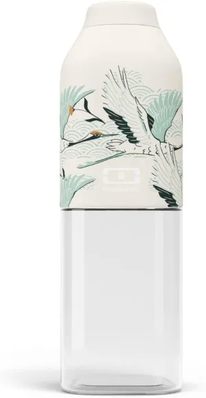 MONBENTO - Clear Reusable Water Bottle MB Positive M Graphic Magniolia - 500ml/17 floz - Compact, Leakproof, BPA Free - Perfect for Work, Travel, Sports, Picnic