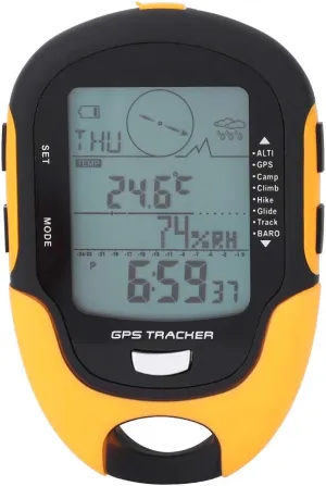 Multifunction Digital Altimeter, Waterproof Handheld GPS Navigator Tracker with Mini Torch, Electronic Barometer Thermometer Compass for Camp Climb Hike