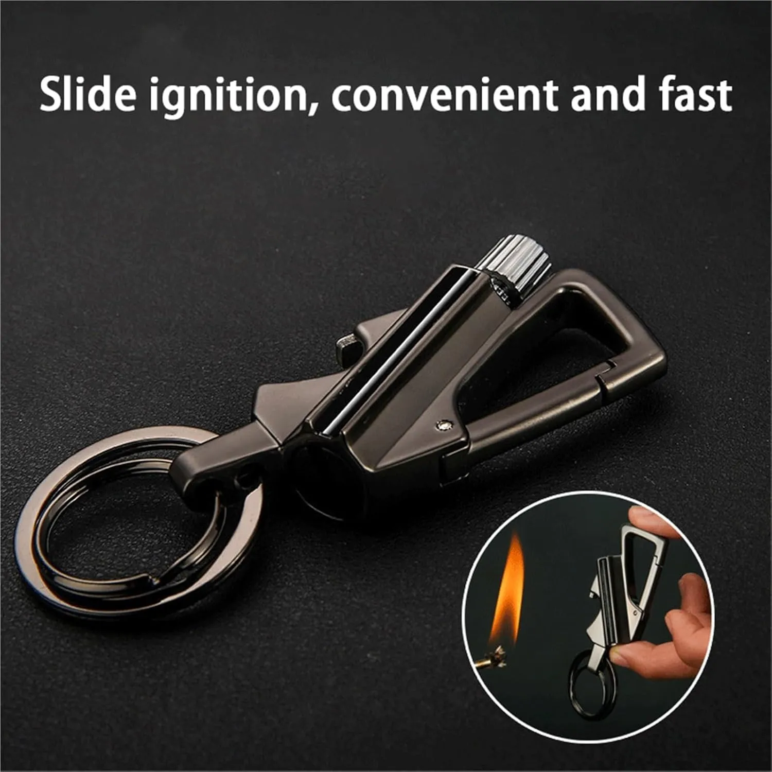 Multifunctional Match Kerosene Lighter - with Keychain Bottle Opener, Reusable Windproof and Waterproof Matches, Suitable for Outdoor Camping (Kerosene Not Included)(Gold)