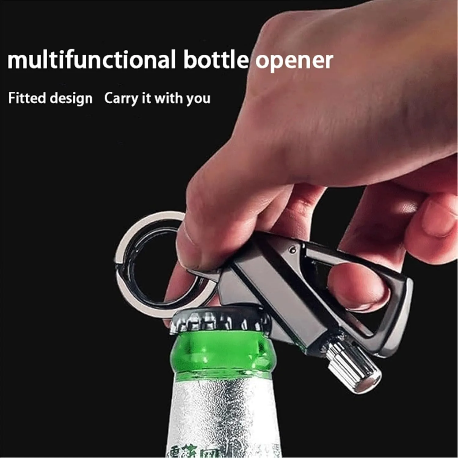 Multifunctional Match Kerosene Lighter - with Keychain Bottle Opener, Reusable Windproof and Waterproof Matches, Suitable for Outdoor Camping (Kerosene Not Included)(Gold)