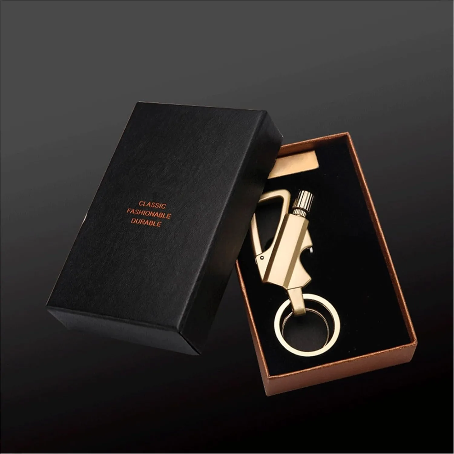 Multifunctional Match Kerosene Lighter - with Keychain Bottle Opener, Reusable Windproof and Waterproof Matches, Suitable for Outdoor Camping (Kerosene Not Included)(Gold)