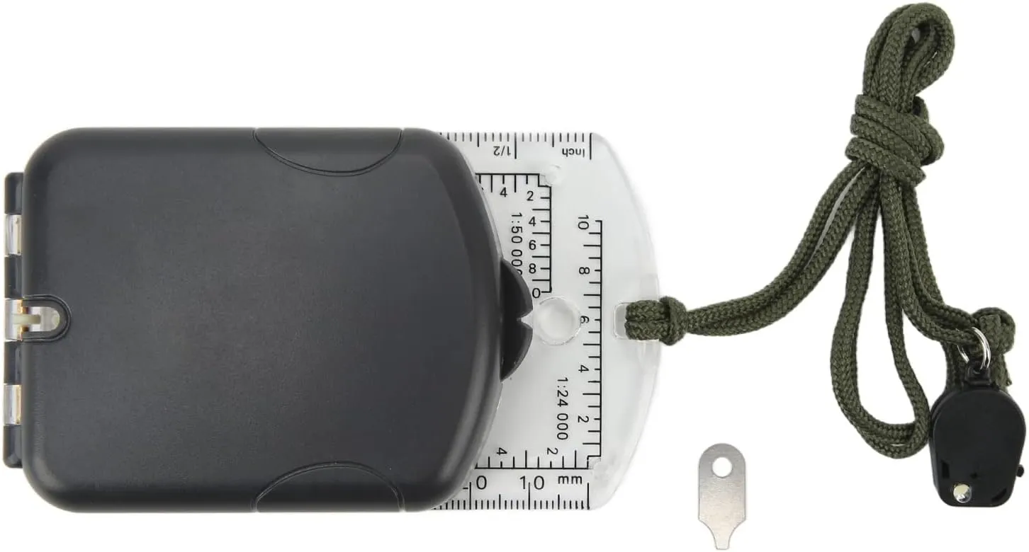 Multifunctional Plastic Compass with Scales Portable Gradiometer Magnifying Glass LED Lamp Tool Ideal for Outdoor Exploration Camping and Mountain Climbing Featuring Lumin