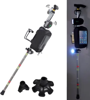Multiple Crutch for Adult Seniors Walk Travel Ergonomic Stick Aluminum Portable Cane Adjustable Height include Night light Storage Bag Cup Holder Bell Spare large medium Anti-Slip Rubber Tip
