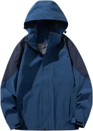 Muscularfit Men's Rain Jacket Waterproof Lightweight Rain Shell Jacket Raincoat Outdoor Sport Windbreaker Jacket Outwear Coat