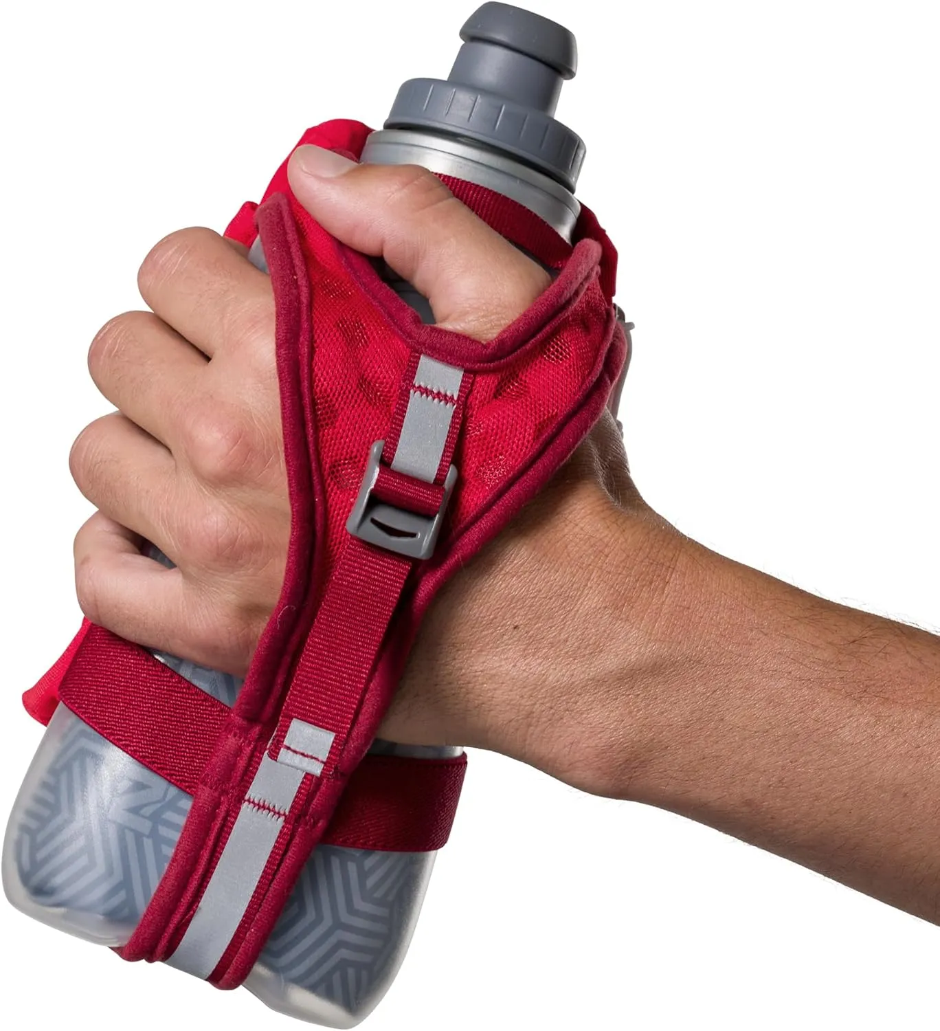 Nathan Insulated Handheld Flask 18oz - Double-Wall Insulation - Ergonomic Grip with Blast Valve Cap - Secure Pockets for Phone/Keys - Reflective - Ideal for Running, SpeedDraw 2 - Ribbon Red