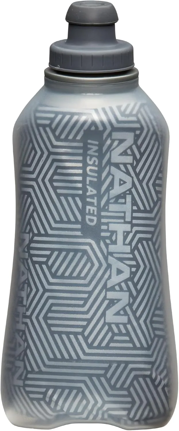 Nathan Insulated Handheld Flask 18oz - Double-Wall Insulation - Ergonomic Grip with Blast Valve Cap - Secure Pockets for Phone/Keys - Reflective - Ideal for Running, SpeedDraw 2 - Ribbon Red