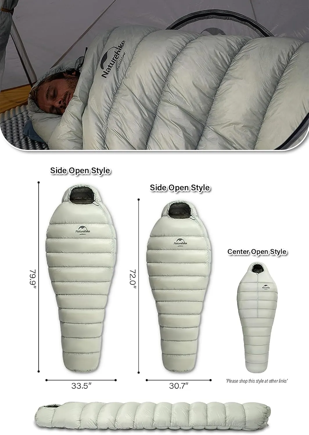 Naturehike Goose Down Mummy Sleeping Bag Ultralight | -18-48 ℉ Extreme 860 Fill Power Compact Portable 3-4 Season for Adults Cold Weather for Hiking Traveling & Outdoor