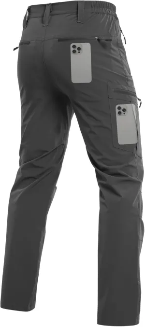 NAVEKULL Men's Lightweight Hiking Pants Quick Dry Stretch Fishing Tactical Work Pants with Zipper Pockets