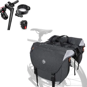 NDakter Panniers Bike Bags Waterproof Expandable to 35L Bicycle Rear Rack Bag, Double Bicycle Trunk Bag with Reflective Trim, E-Bike Accessories for Commuting Travel Cycling Storage