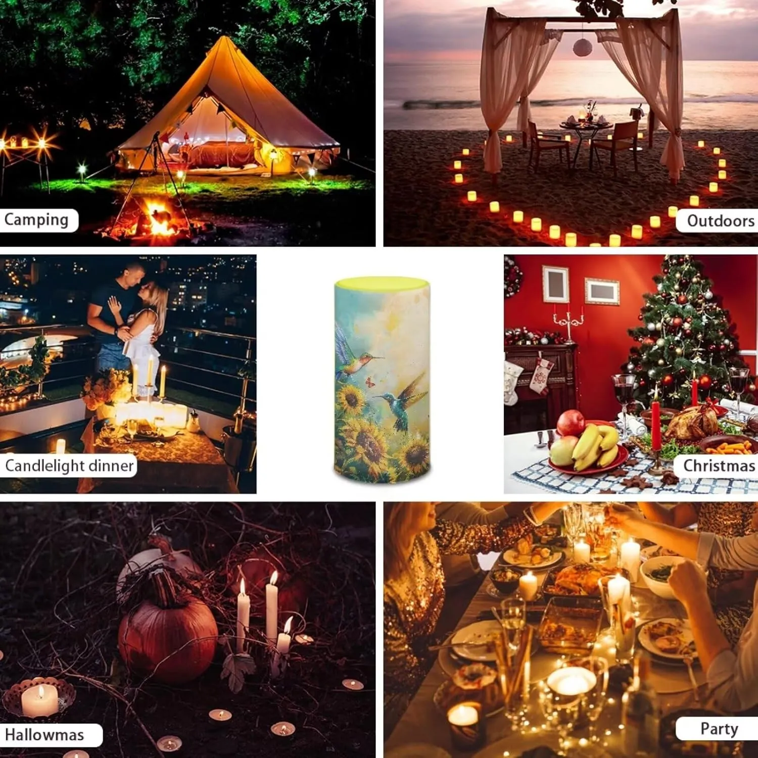 NDISTIN Hummingbird Sunflower Flameless Candles Flickering Battery Operated Candles Travel Camping Hiking Holiday Home Decor