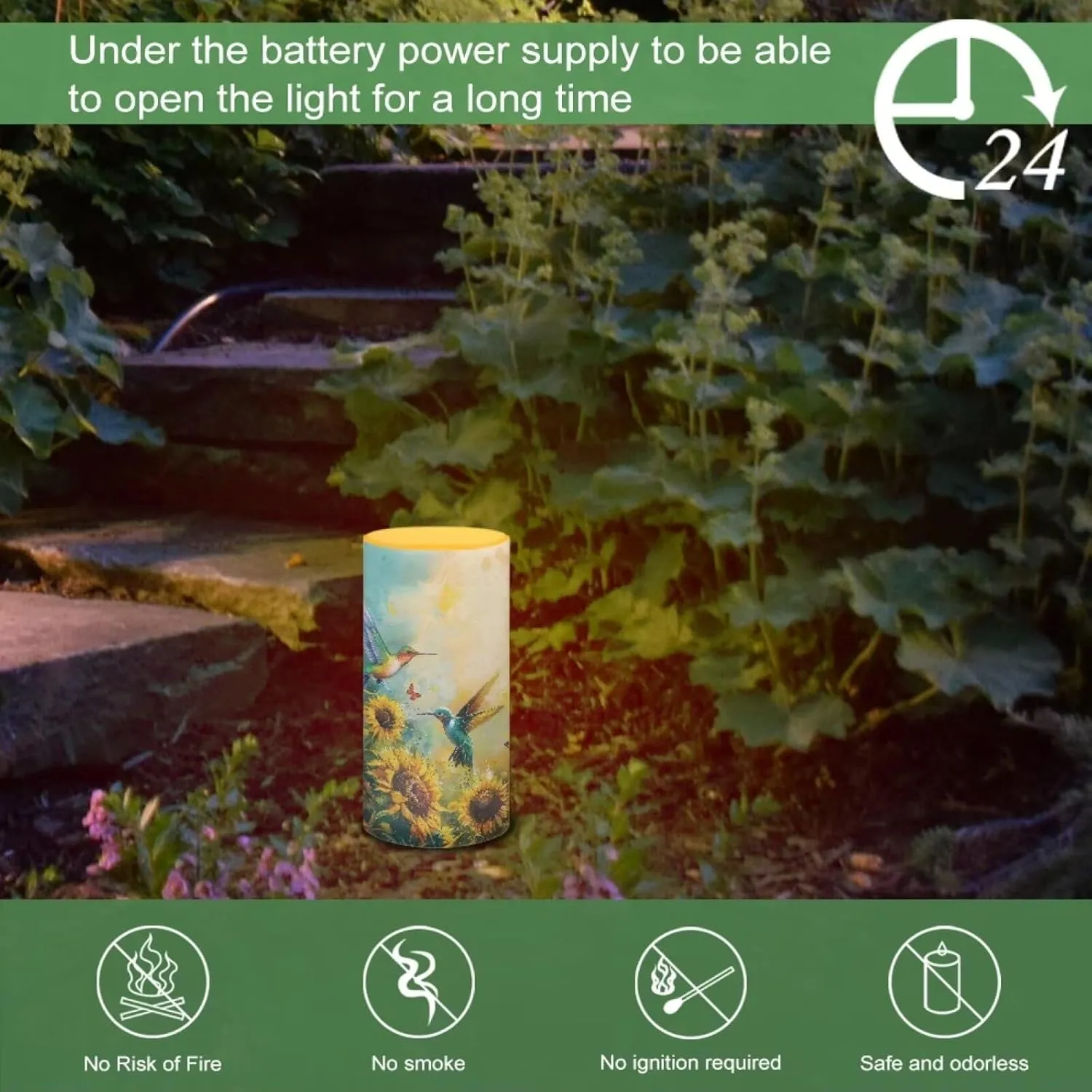 NDISTIN Hummingbird Sunflower Flameless Candles Flickering Battery Operated Candles Travel Camping Hiking Holiday Home Decor