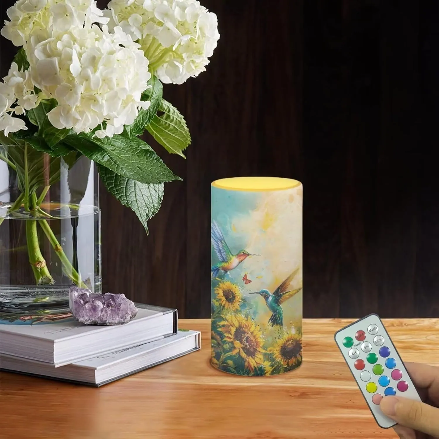 NDISTIN Hummingbird Sunflower Flameless Candles Flickering Battery Operated Candles Travel Camping Hiking Holiday Home Decor