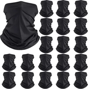 Neck Gaiter Mask Windproof Scarf UV Protection Balaclava Bandanas Breathable Outdoor for Men Women(20 Pieces,Black)