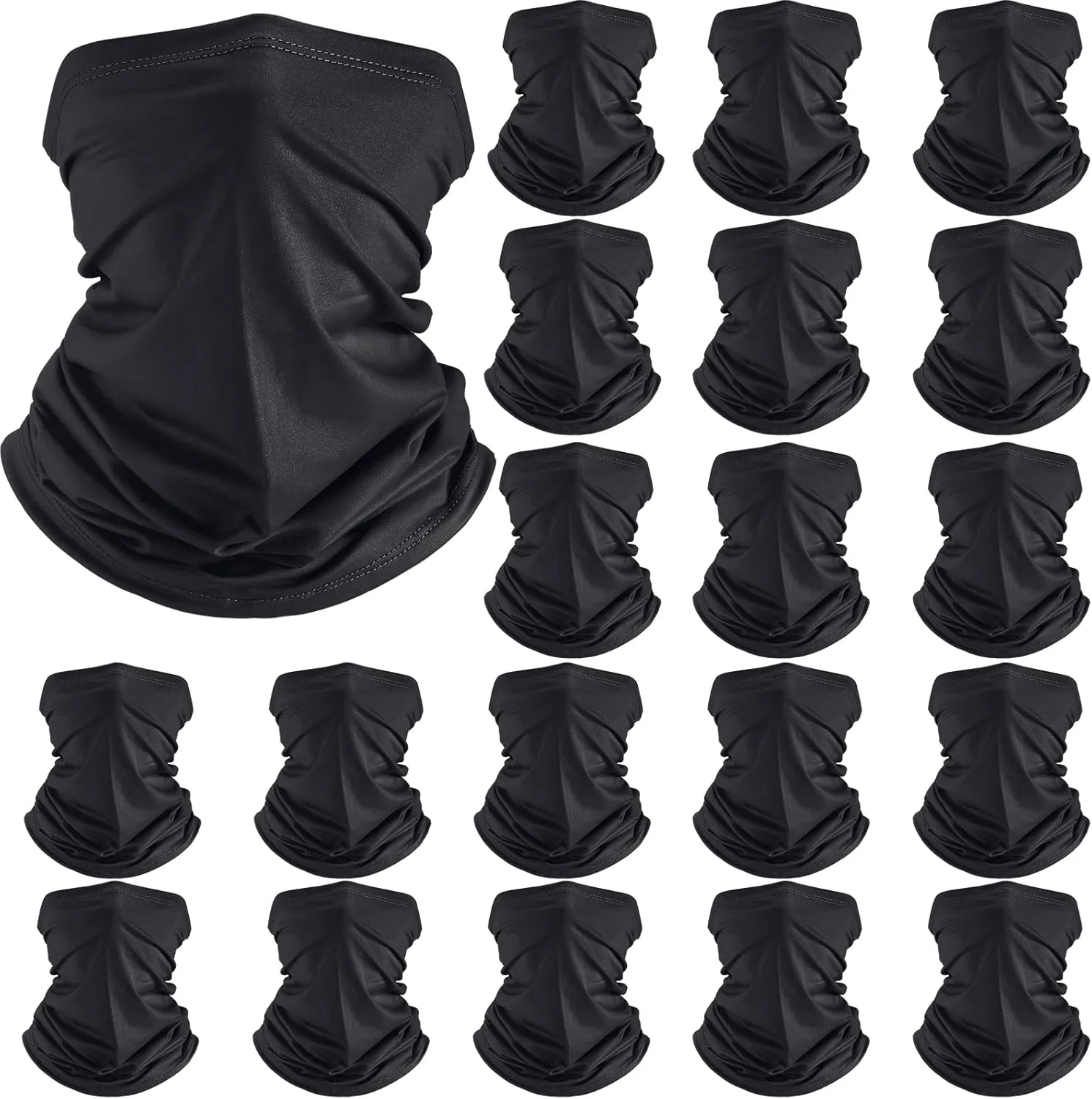 Neck Gaiter Mask Windproof Scarf UV Protection Balaclava Bandanas Breathable Outdoor for Men Women(20 Pieces,Black)