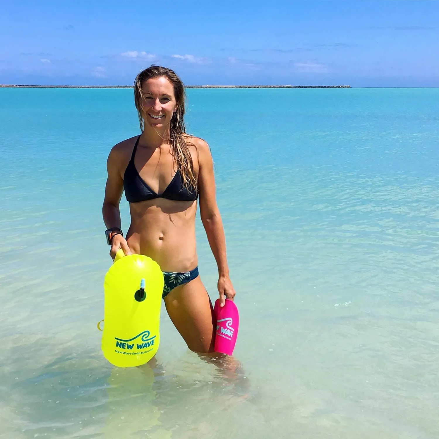New Wave Swim Bubble for Open Water Swimmers and Triathletes - Be Bright, Be Seen & Be Safer with New Wave While Swimming Outdoors with This Safety Swim Buoy Tow Float