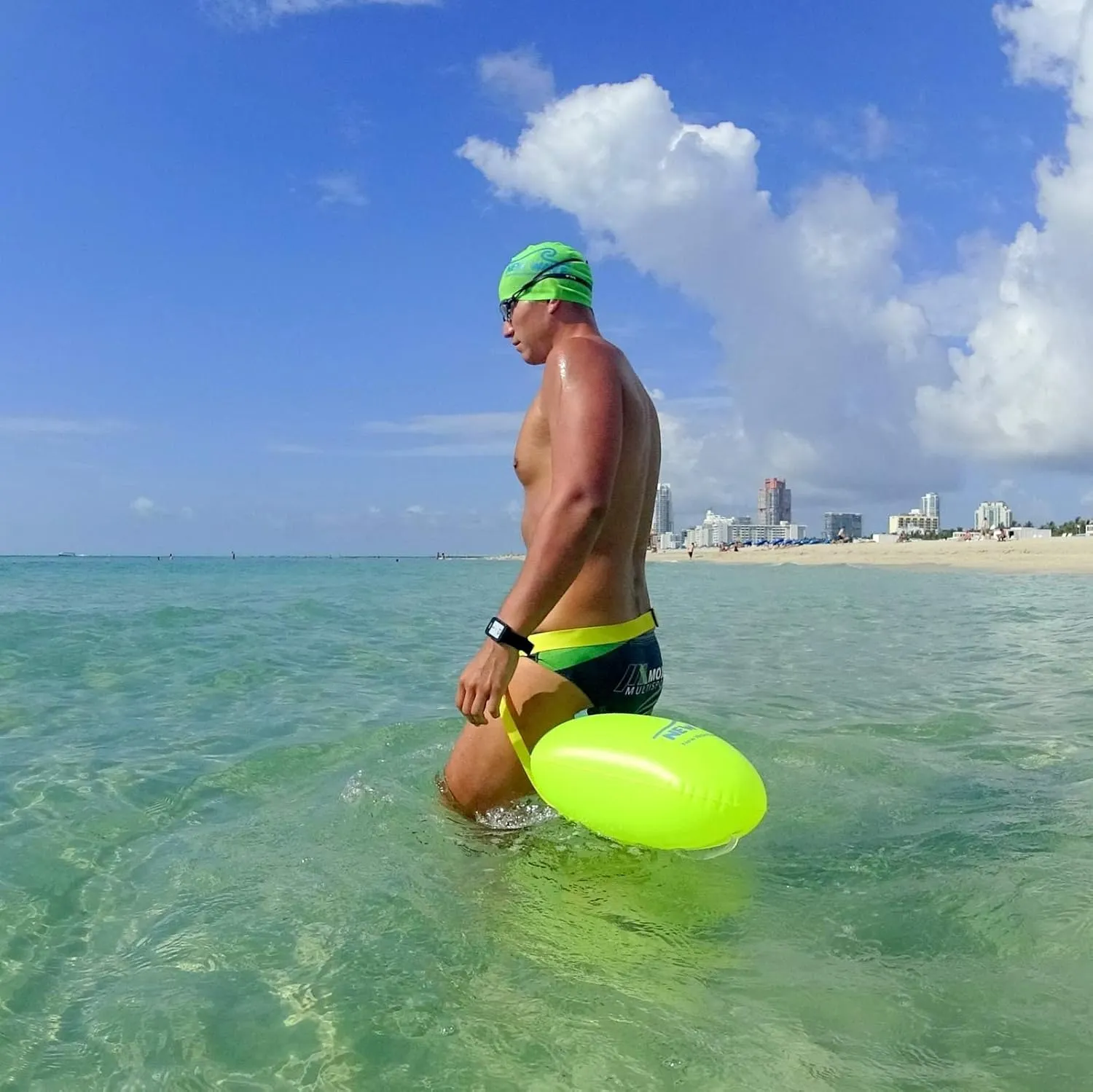 New Wave Swim Bubble for Open Water Swimmers and Triathletes - Be Bright, Be Seen & Be Safer with New Wave While Swimming Outdoors with This Safety Swim Buoy Tow Float