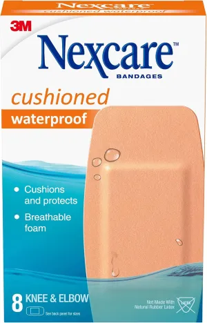 Nexcare Active Extra Cushion Bandages, Knee and Elbow, Tough, 8-Count Packages (Pack of 6)