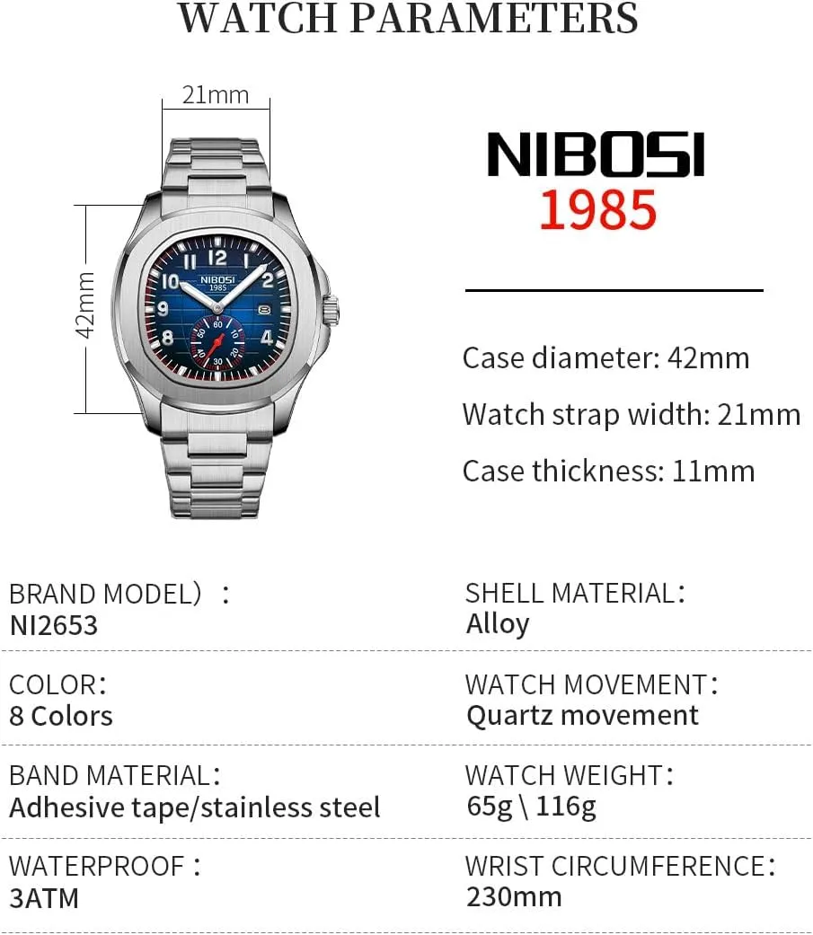 NIBOSI Watch for Men Square Fashion Easy Read Waterproof Business Stainless Luxury Analog Simple Dress Dad Father Gifts Gold Black Wrist Watches