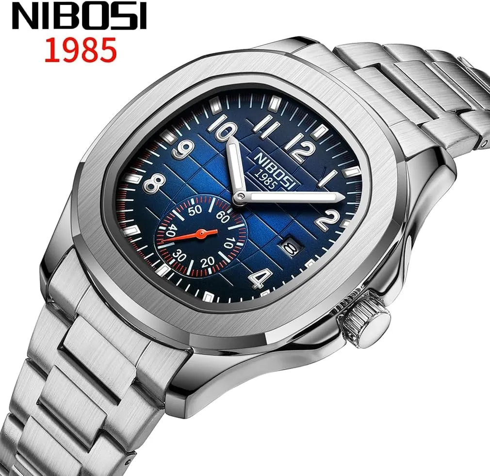 NIBOSI Watch for Men Square Fashion Easy Read Waterproof Business Stainless Luxury Analog Simple Dress Dad Father Gifts Gold Black Wrist Watches