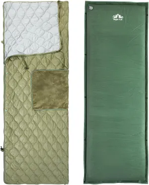 Night Cat Sleeping Bag with Self-Inflating Sleeping Pad for Camping - 4 in 1 Poncho for Adults Ultralight Wearable Quilt 3 Seasons Suitable for 1 Person