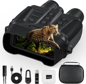 Night Vision Goggles, 58MP Full-Color 4K Night Vision Binoculars, 5X Digital Zoom and 1968FT Viewing Range, 4'' Screen with 64GB TF Card,5000mAH Rechargeable Battery for Camping Hunting