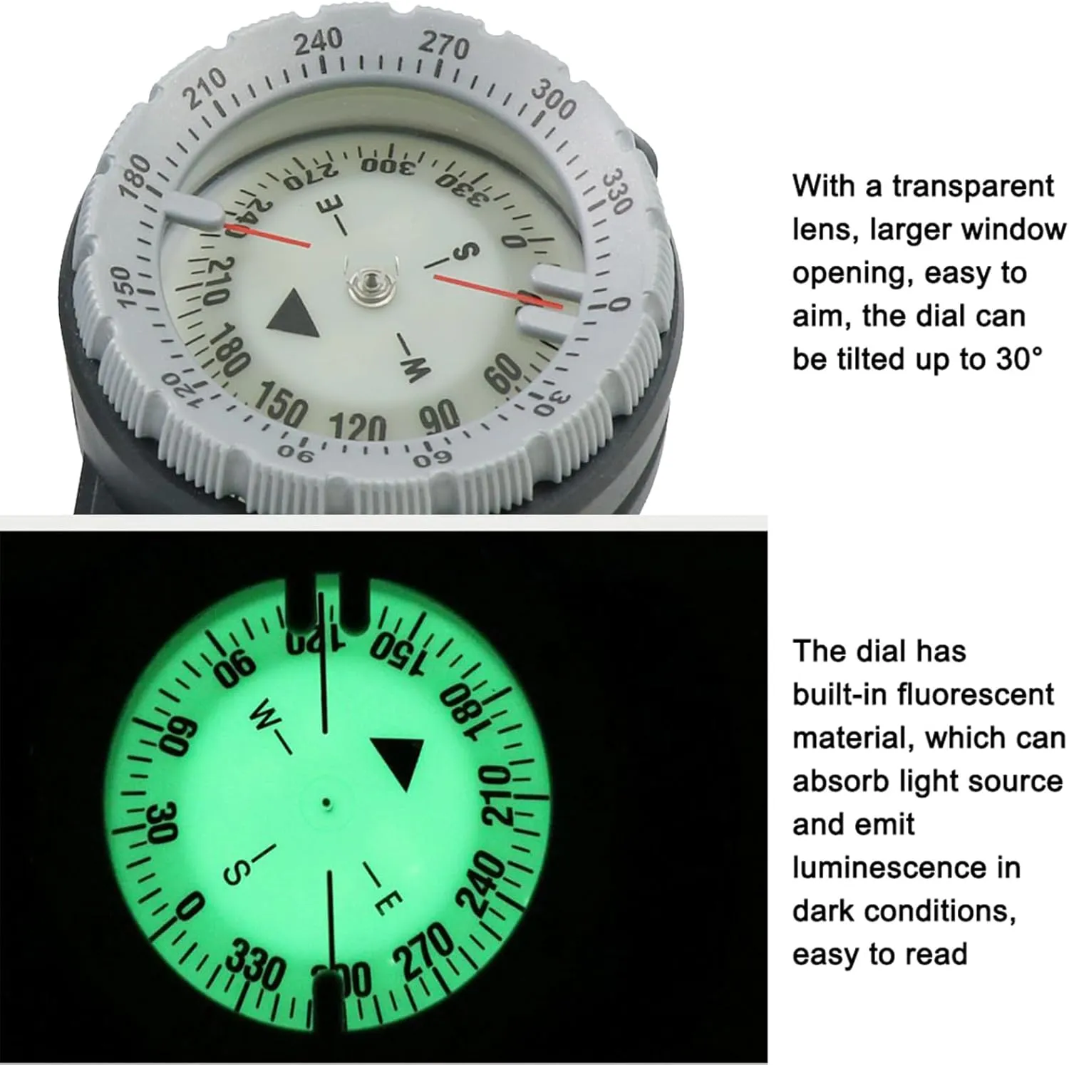 Niiyen Scuba Compass Luminous Dive Wrist Compass Water Proof Navigation Tool 27 fm Underwater Diving Compass with Elastic Rope for Kayak Camping Outdoor Sports