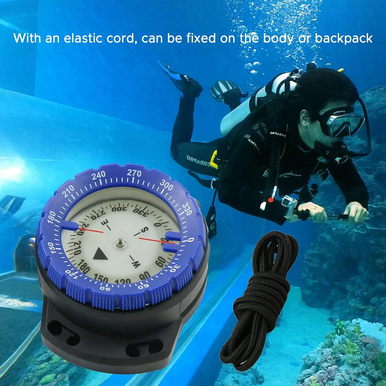 Niiyen Scuba Compass Luminous Dive Wrist Compass Water Proof Navigation Tool 27 fm Underwater Diving Compass with Elastic Rope for Kayak Camping Outdoor Sports